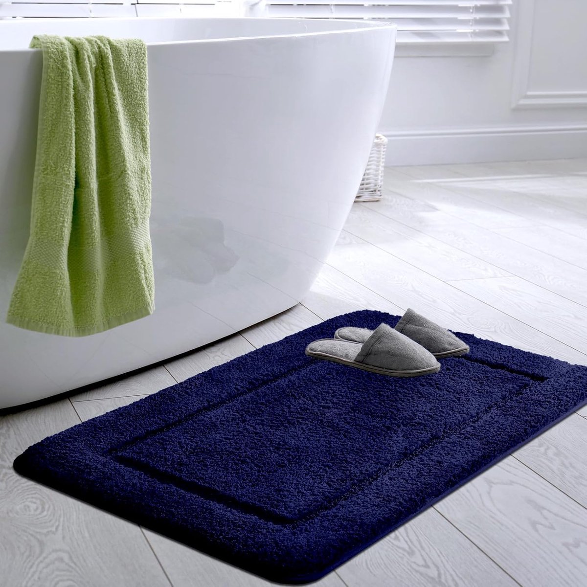 SnelShoppen - Luxe Badmat 60x90cm, Antislip & Wasbaar, Zachte Microvezel Badkamer Mat, Absorberend & Sneldrogend, Blauw voor Badkamer, Douche, Toilet