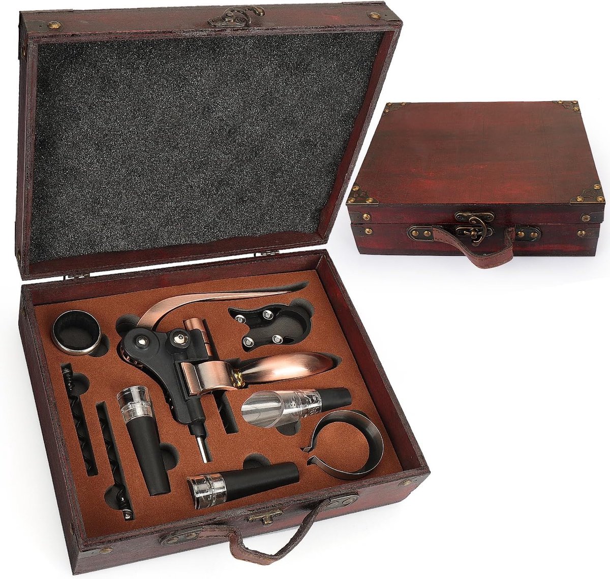 SnelShoppen - Wine Opener Accessories Set, Compleet Wijnset met Kurkentrekker, Foil Cutter, Druppelklem, Gietdop, Wijnthermometer, Perfect voor Feest,