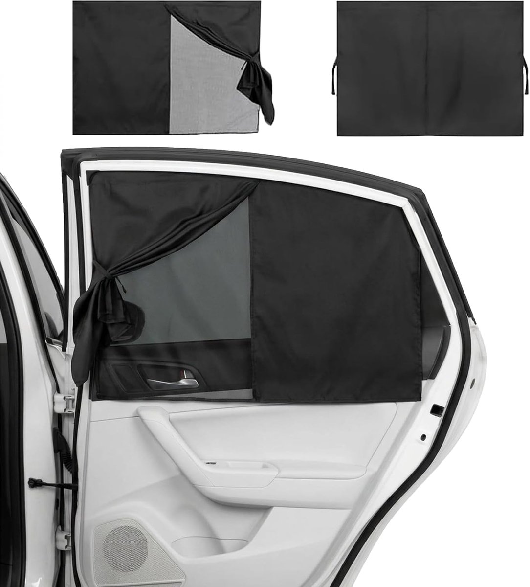 SnelShoppen - Zonwering voor de Auto 2 Stuks - Magnetisch Dubbellaags Verstelbare Zijramen Gordijn voor Kinderen en Volwassenen - Universeel Geschikt