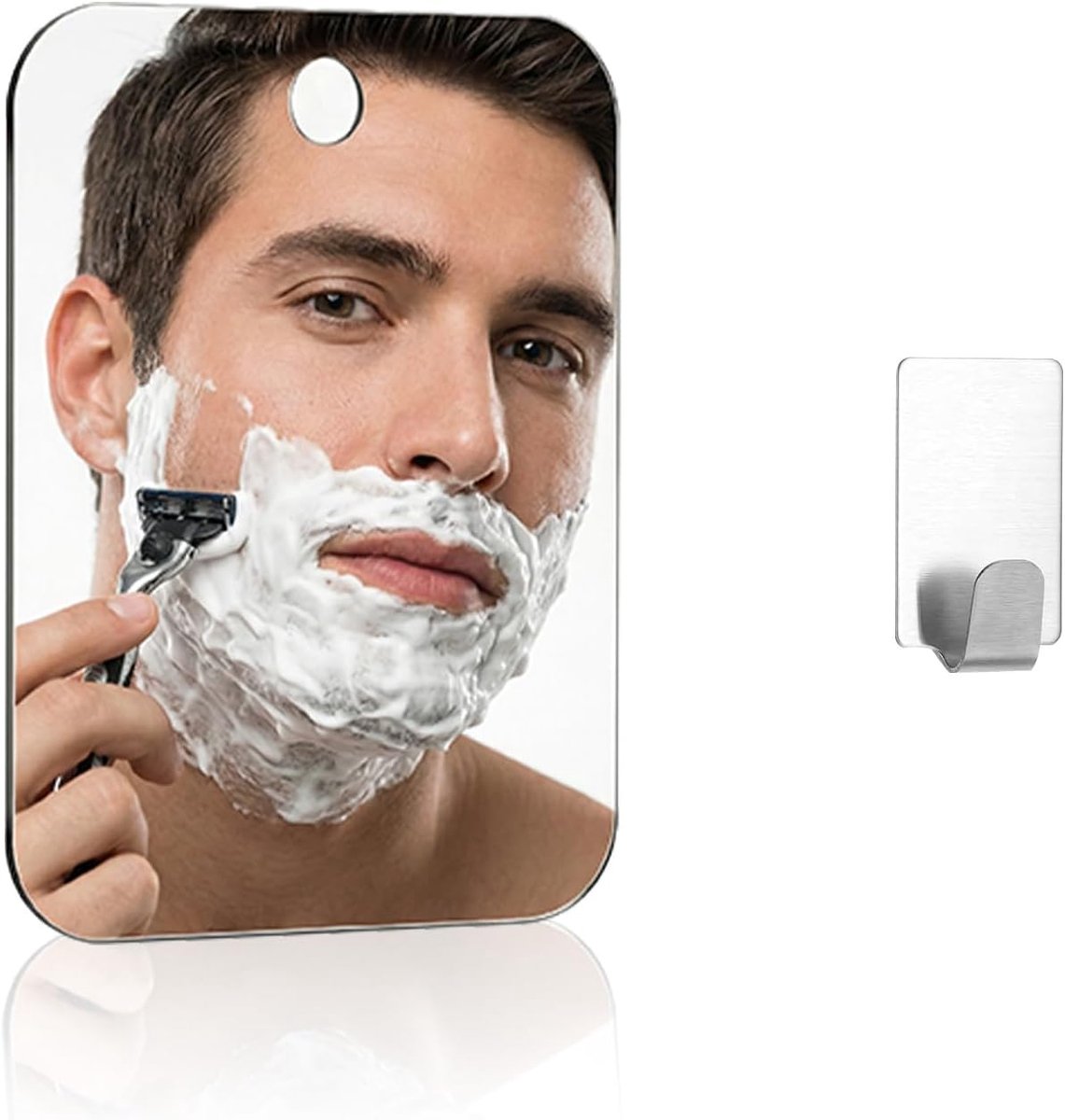 SnelShoppen - Shaving Mirror - Anti-Fog Douche Spiegel - Shatterproof Makeup Mirror - Hangende Reismirror - 13 x 17 cm - Ideaal voor Badkamer, Camping