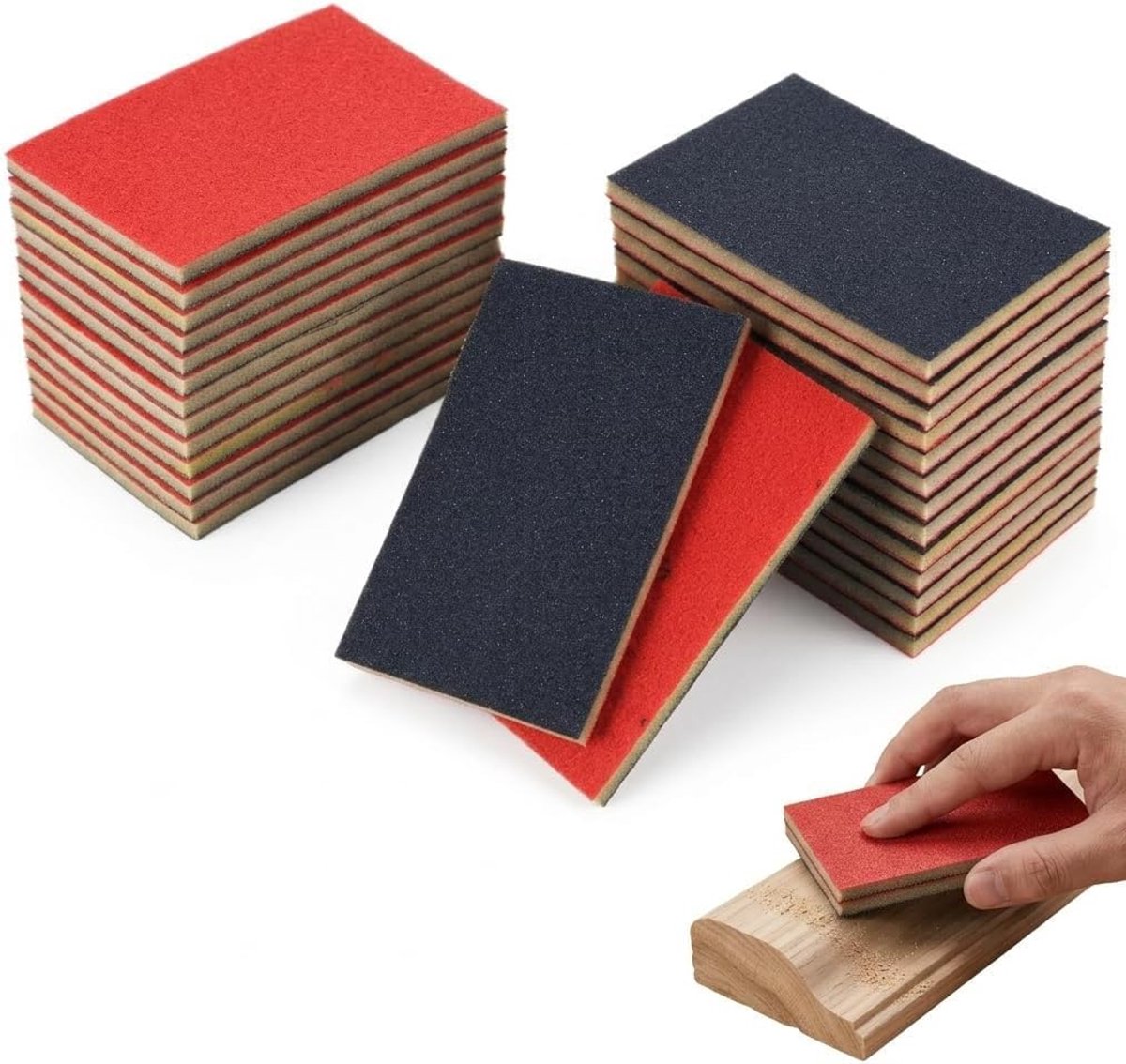 Thijox - 24 Schuursponzen, Flexibel Schuurpapier voor Hout, Metaal, Carrosserie en Gipsplaten, Herbruikbaar, Nat en Droog, Perfect voor Doe-Het-Zelver