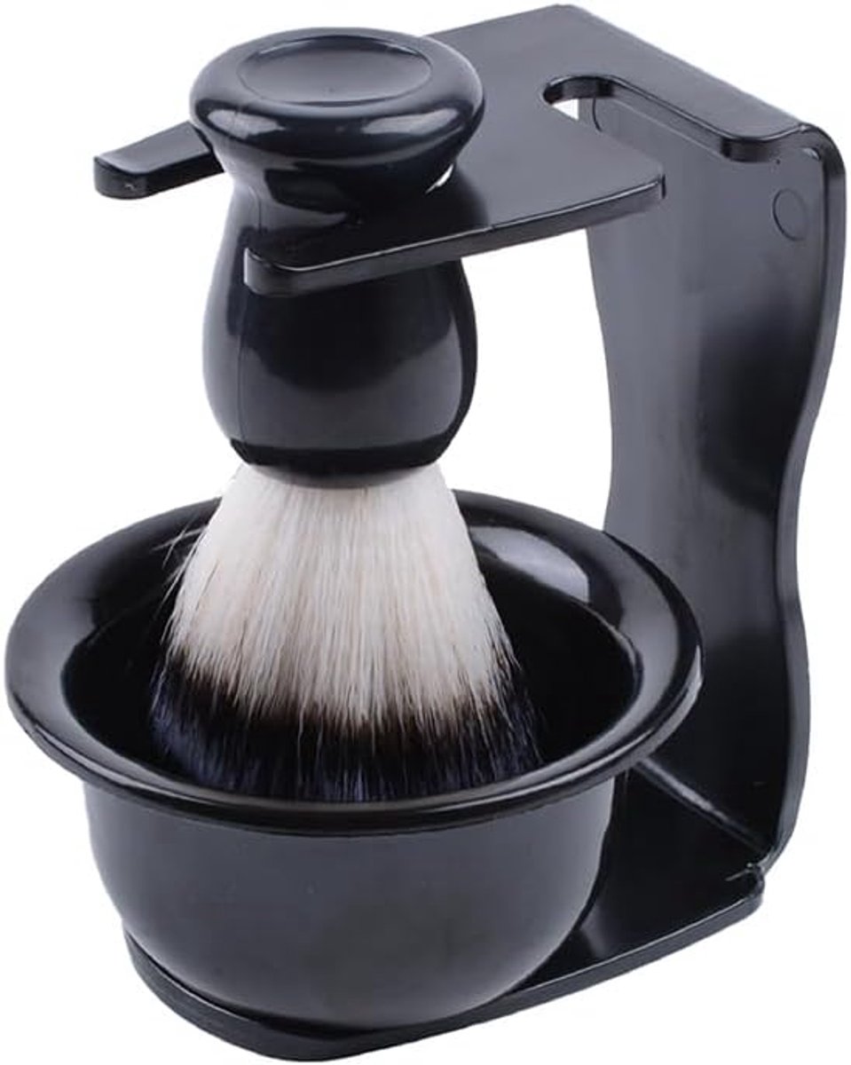 SnelShoppen - Shaving Brush Set 3 in 1 voor Mannen - Hoge Kwaliteit Scheerkwast, Scheerkom en Houder - Perfect voor Vaderdag, Barbershop Ervaring Thui
