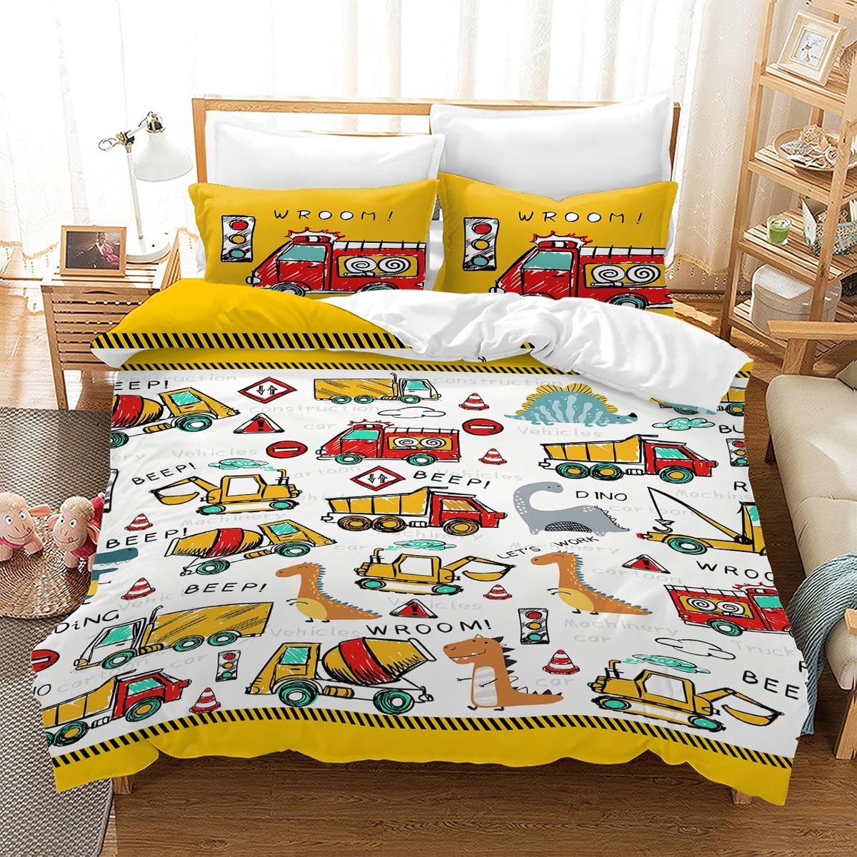 SnelShoppen - Motordekbedovertrek 220x240 cm met 2 Kussenslopen, Modern Blauw Motorcross Patroon, Microvezel voor Volwassenen, Jongens en Kinderen, Id