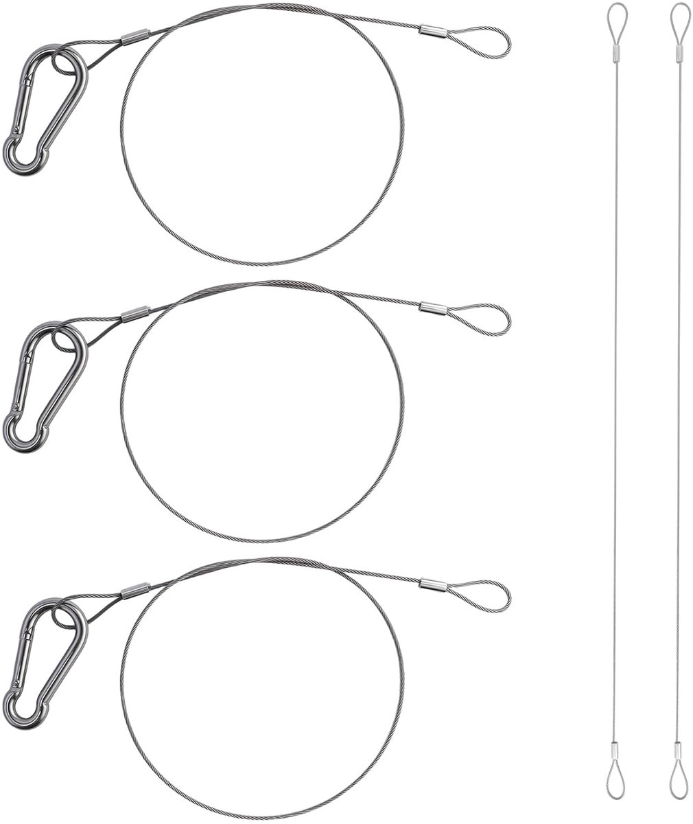 SnelShoppen - Safety Cable Lock Set van 5 RVS Kabels met Ogen (1.5mm) - Veiligheidskabel voor Fiets, Motor, Tuinmeubels en Tuin