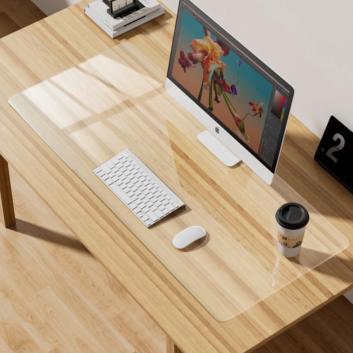 SnelShoppen - Transparante bureau mat 70x30cm, waterdichte PVC desk pad, antislip bureauonderlegger met ronde hoeken voor kantoor en thuis