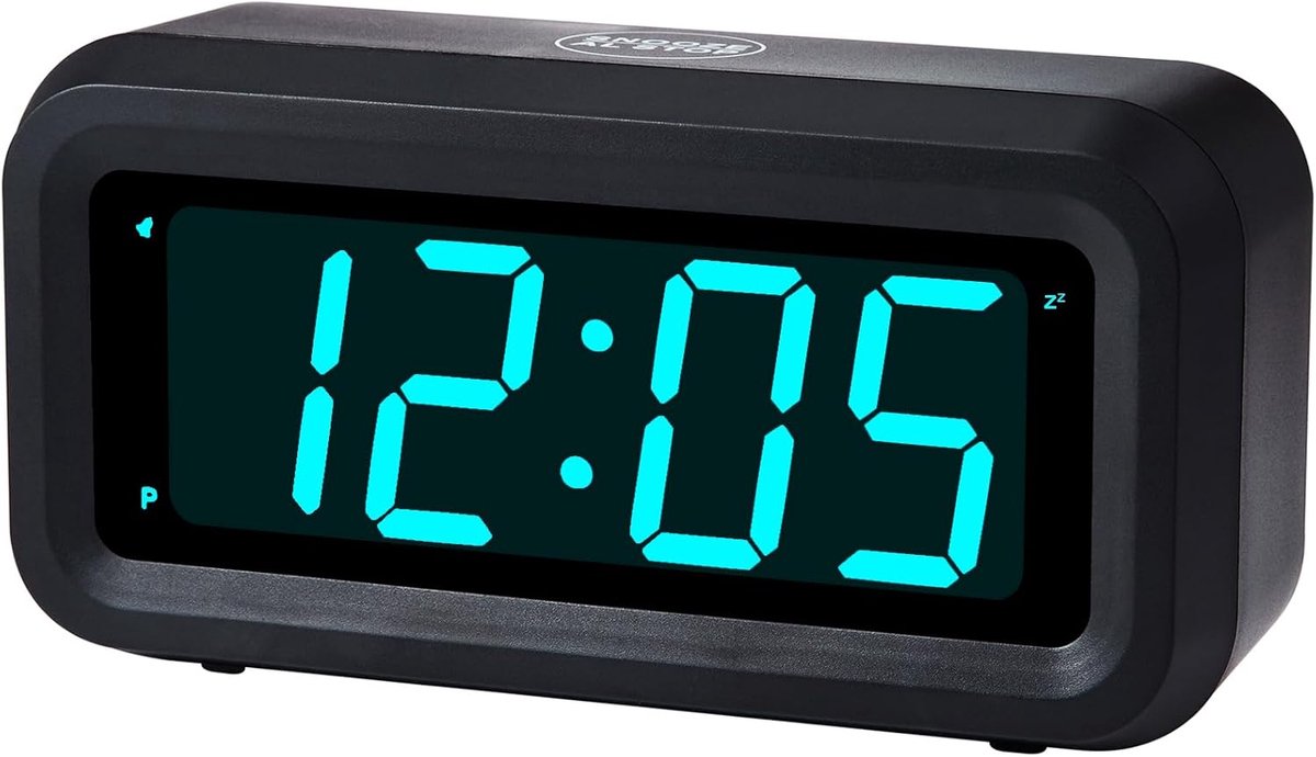 SnelShoppen - Digitale Alarmklok op Batterij voor Slaapkamers - LED Display, Automatische Dimmfunctie, Lange Batterijduur, Instelbare Helderheid, 12/2