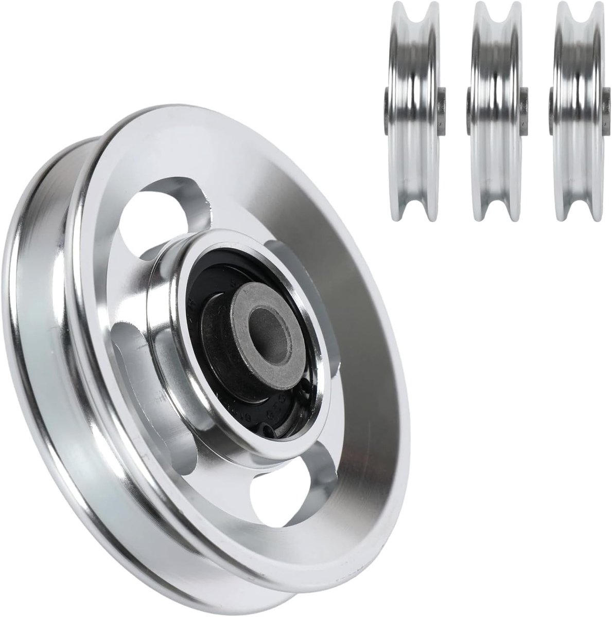 Duurzame 90mm Riemschijf voor Fitnessstudio - Staal Pulley voor Touwen tot 7mm, Zwart/Zilver