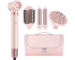 SnelShoppen - 5-in-1 Haar Styler en Lucht Styler met Ion Haardroger en Krulset, Professioneel Stylen, Volumizer, Krullen en Drogen zonder Hittebeschad