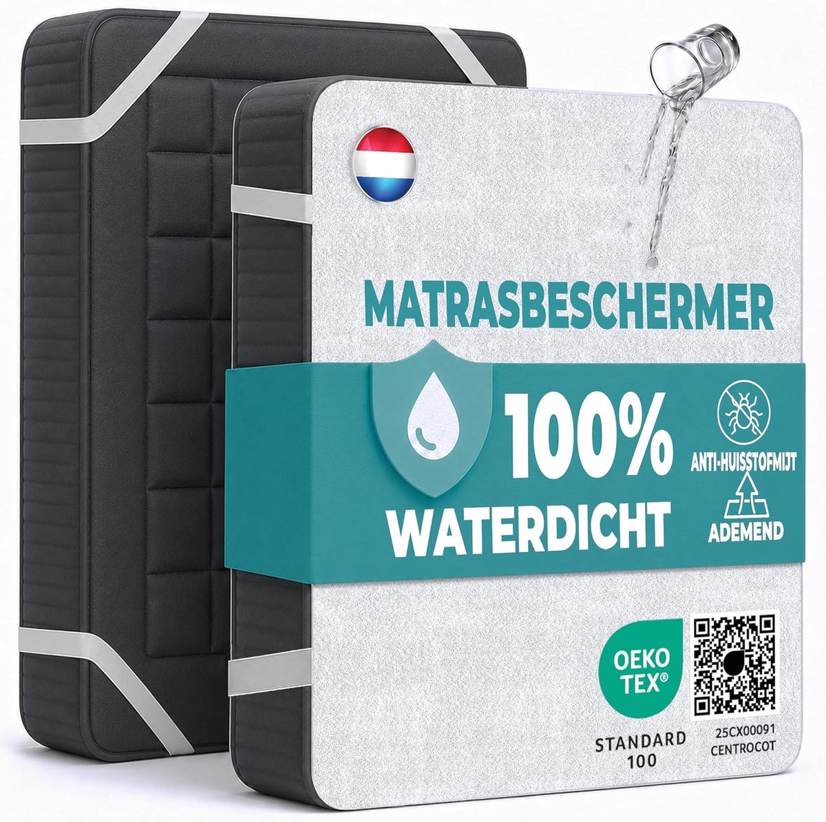 SnelShoppen - Waterdichte Matrasbeschermer 200x200cm - Ademend Katoenen Matrasdekking - Vochtbescherming - Anti-Mijt - Hypoallergeen - Antibacterieel