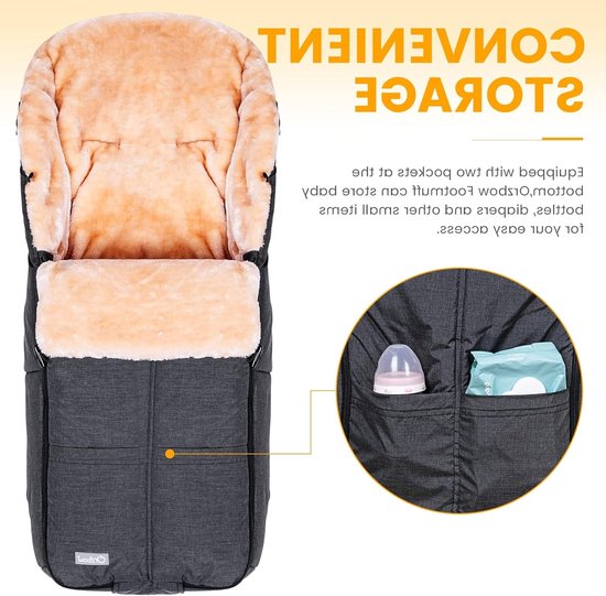 Voetenzak Kinderwagen - Baby deken - Warmte Buiten - Afneembaar En Wasbaar - 98 x 34 cm - Donker Grijs — afbeelding 3