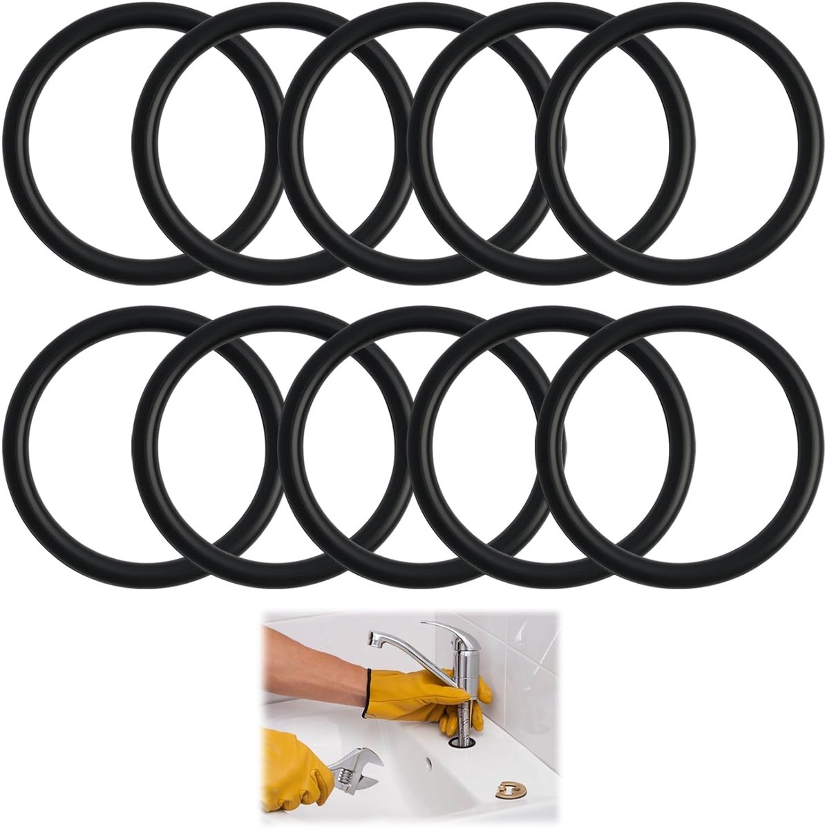 SnelShoppen - Pack van 10 Nitril O-Ringen 55 mm x 5 mm, Oliewerend, Temperatuurbestendig, Voor Pompen, Zwembaden, Vervanging, Hoge Kwaliteit
