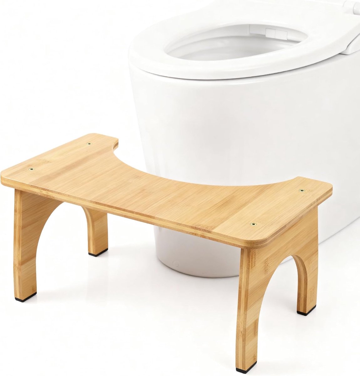 SnelShoppen - Bamboo Toilet Stool 17cm, Squatting Step Stool voor Kinderen, Volwassenen en Ouderen, Antislip Badkamer Poep Stool, Lichtgewicht en Stev