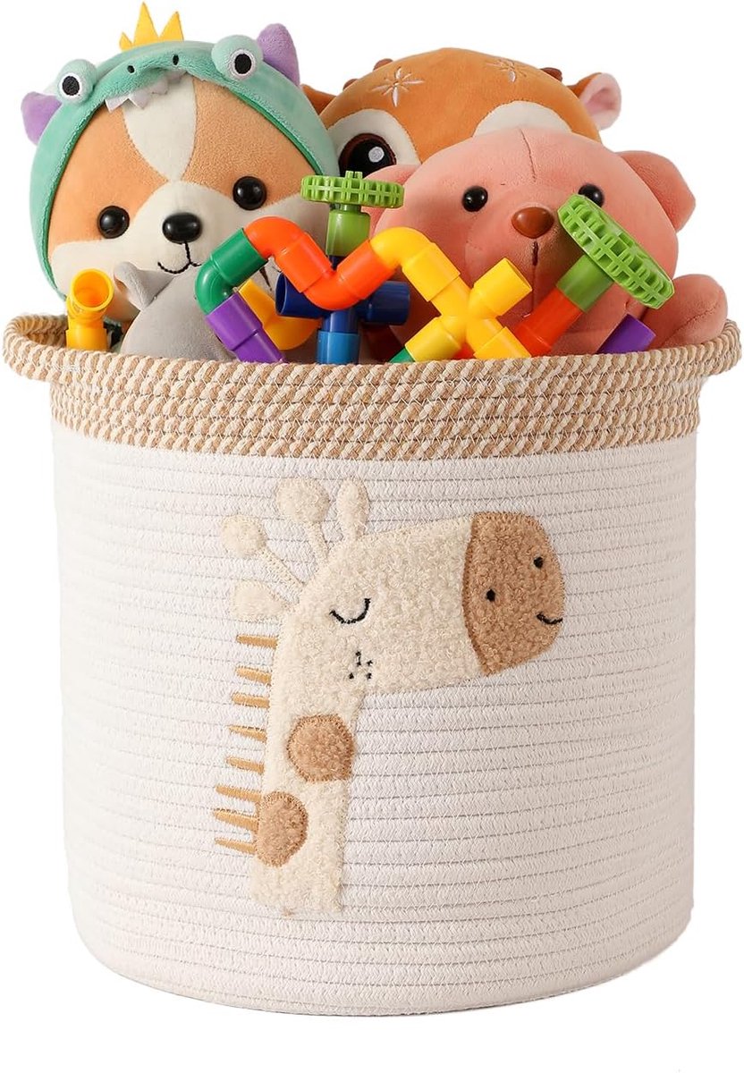 Thijox - Opbergmanden voor Kinderen - Gevlochten Katoenen Touw - Giraffe - Speelgoedopbergmand - Handgemaakt - Decoratieve Plafondmand voor Woonkamer
