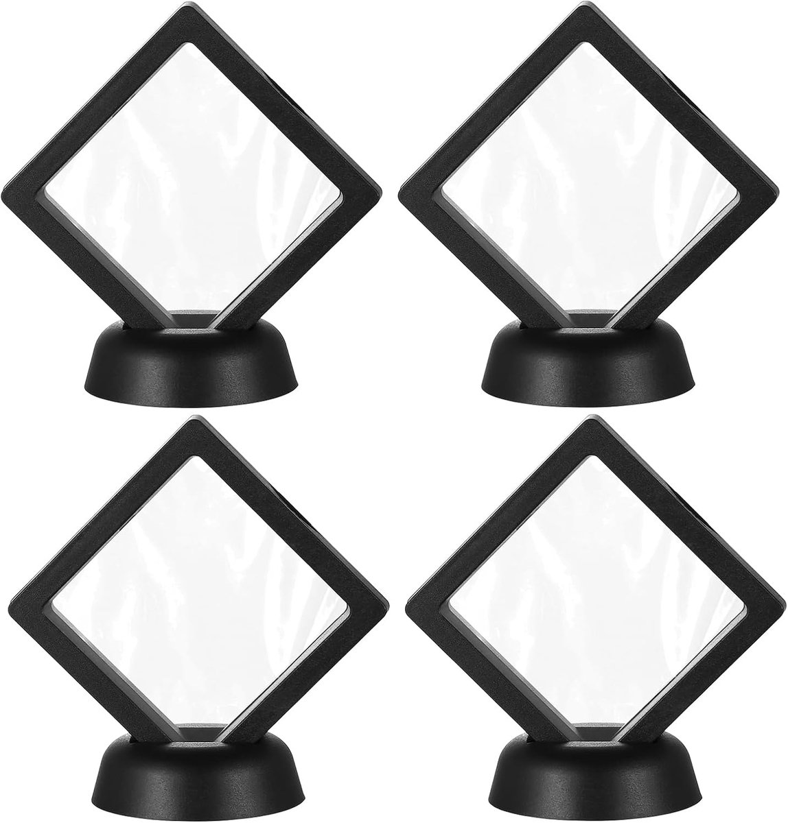 SnelShoppen - 4 Stuks 3D Floating Frames Display Frame, Coin Holder, Presentatiestandaard, Transparante Plastic Fotolijst voor Sieraden, Munten, Eenvo