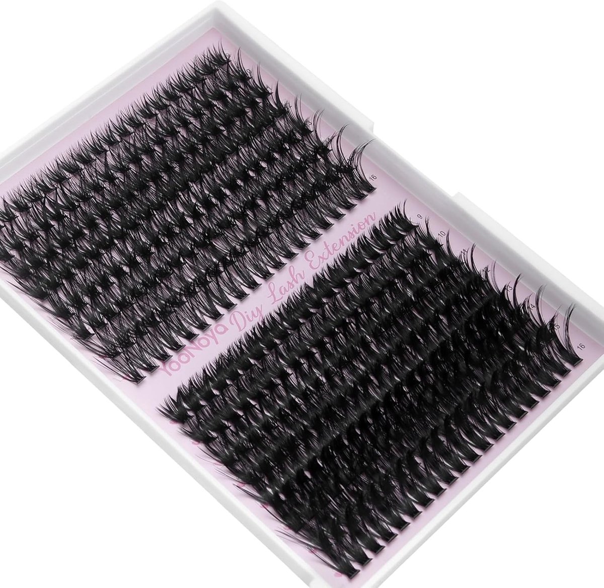 SnelShoppen - Fake Eyelashes 320PCS DIY Wimperextensions 50D+60D 0.07mm D Curl 9-16mm Mix Volume Wimperclusters Natuurlijke Wimpers