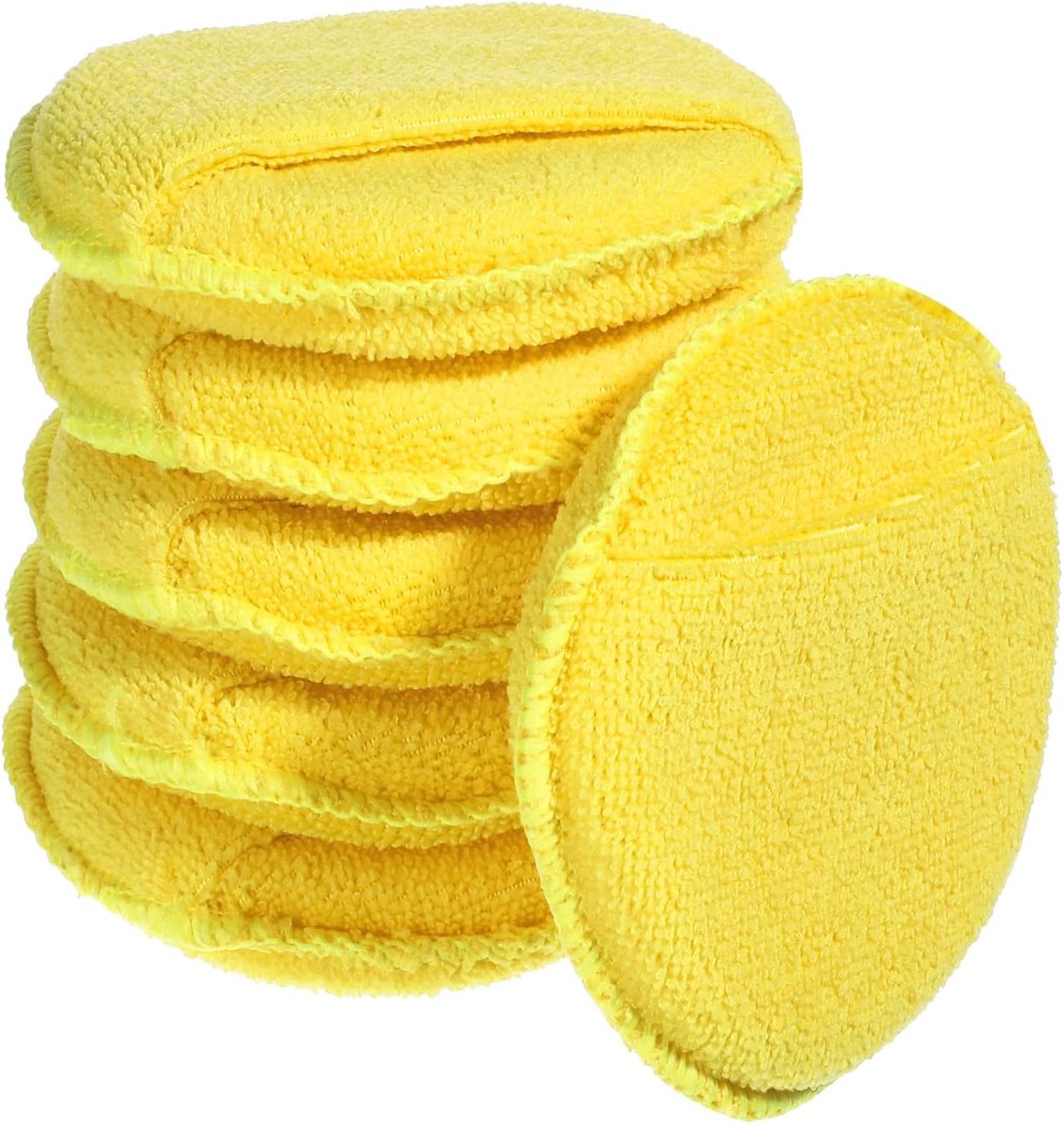SnelShoppen - 6 Stuks Gele Microfiber Wax Applicatie Pads - Auto Polijst Pads met Vinger Pocket - Hoogwaardige Microfiber en Foam - Ideaal voor Auto-