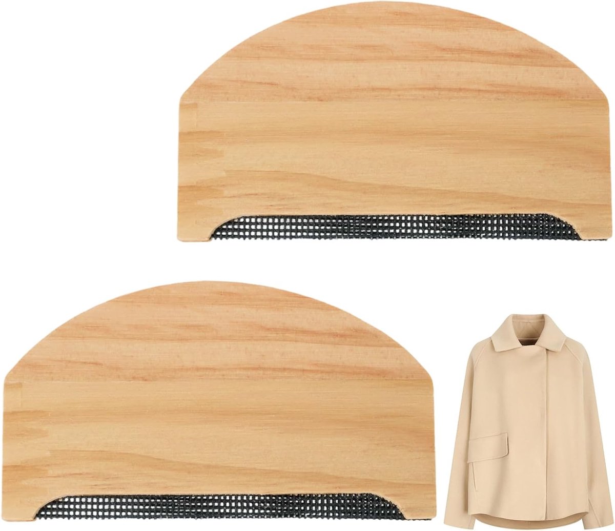 SnelShoppen - 2 Stuks Pluisverwijderaar voor Kleding, Draagbare Kam van Kasjmier en Wol, Kledingborstel voor Pluisjes en Ballen, Ergonomisch Beukenhou