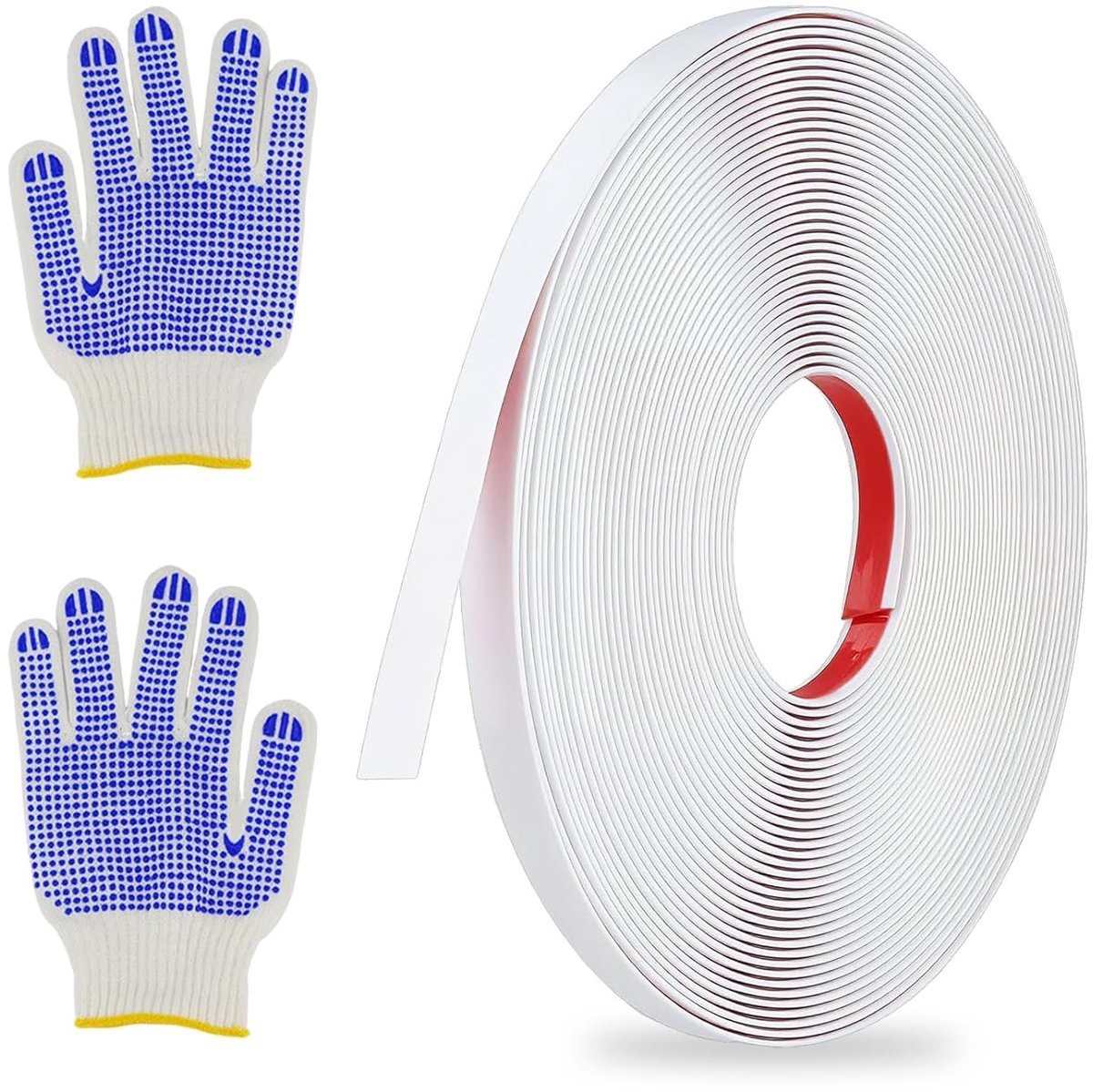 Flexibele Decoratieve Strips Zelfklevend Wit 1 cm x 12 m - PVC Wandstrips voor Spiegels, Muren en Vloeren, Perfect voor Tegelranden en Interieurdecoratie