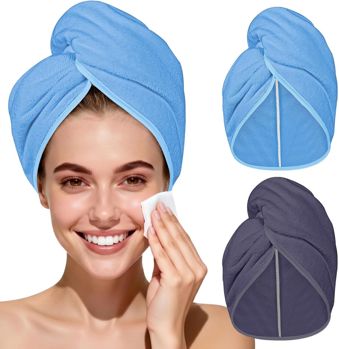 SnelShoppen - 2x Microfiber Haar Handdoek Wrap, Sneldrogende Turban, Super Absorberend, Anti-Frizz, Voor Lang en Krullend Haar, Ideaal voor Thuis of S