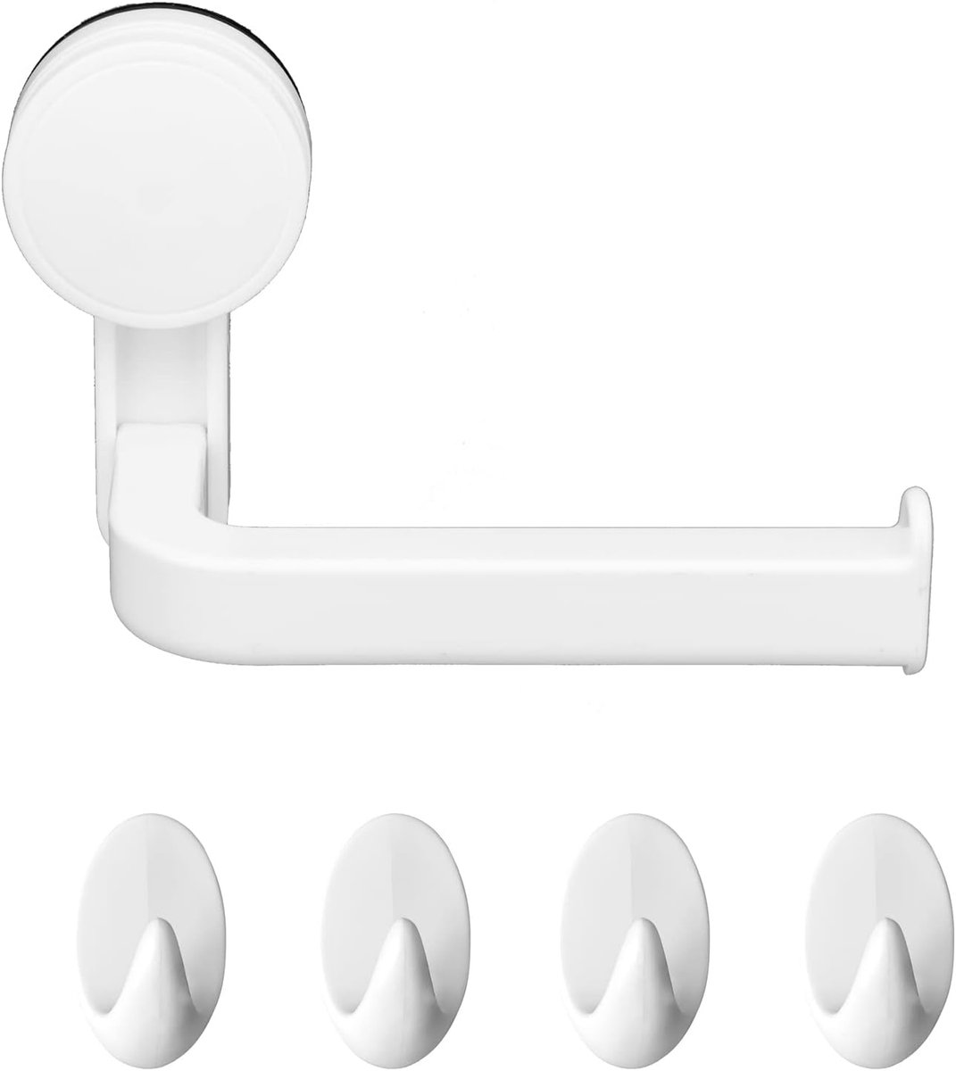 SnelShoppen - Plastic Toilet Roll Holder met Suction Cup - Wandmontage Toiletpapierhouder - Zelfklevend Zonder Boren - Geschikt voor Badkamer en Keuke