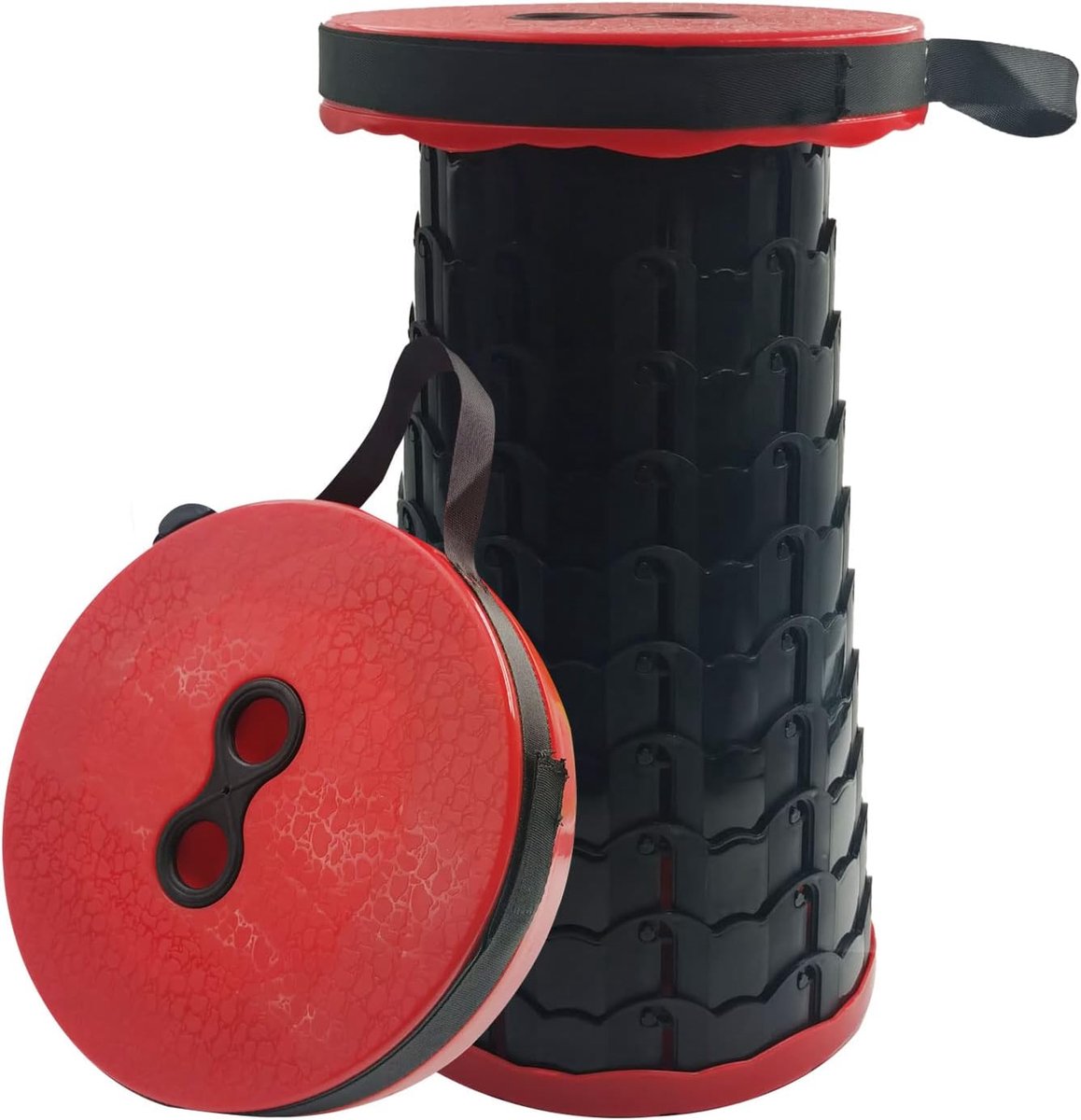 SnelShoppen - Red Telescopic Stool 180kg - Opvouwbare Campingstoel, Draagbaar, Vouwbaar voor Buiten, Kamperen, Vissen, BBQ, Keuken