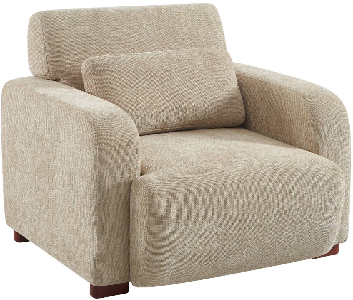sweeek - Fauteuil van stof met rubberhouten poten 1 zitplaats - dany