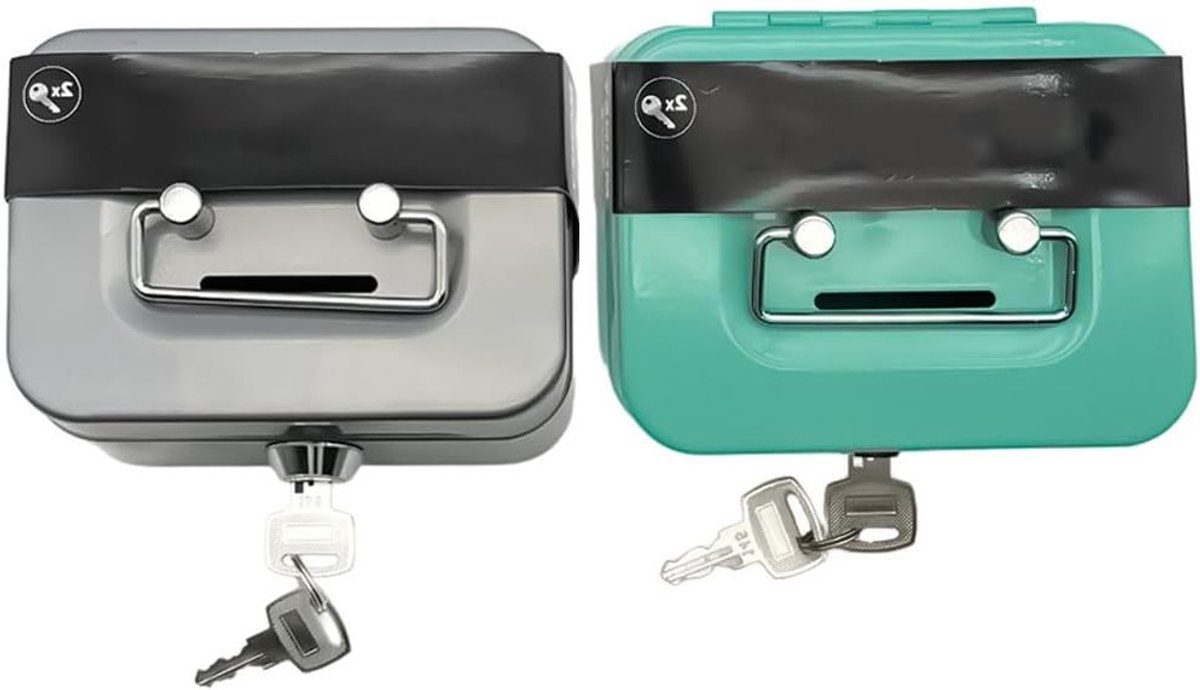 Draagbare metalen spaarbox met slot, mini geldcassette voor munten, veilig en compact voor dagelijkse opslag van contant geld en waardevolle spullen