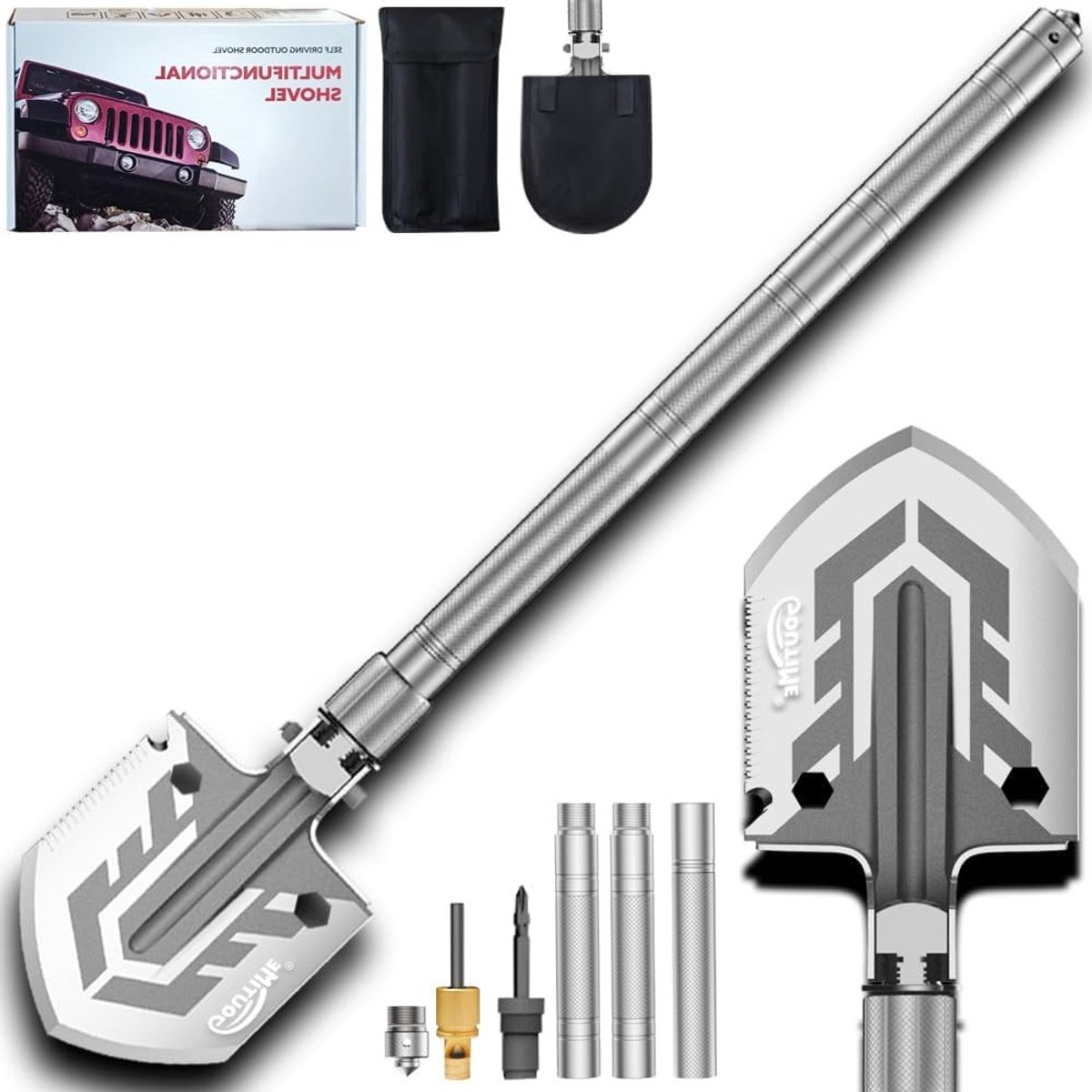 Vouwbare en afneembare spade kit voor kamperen, wandelen en outdoor activiteiten met opbergtas, multifunctioneel en ideaal voor vissen en planten