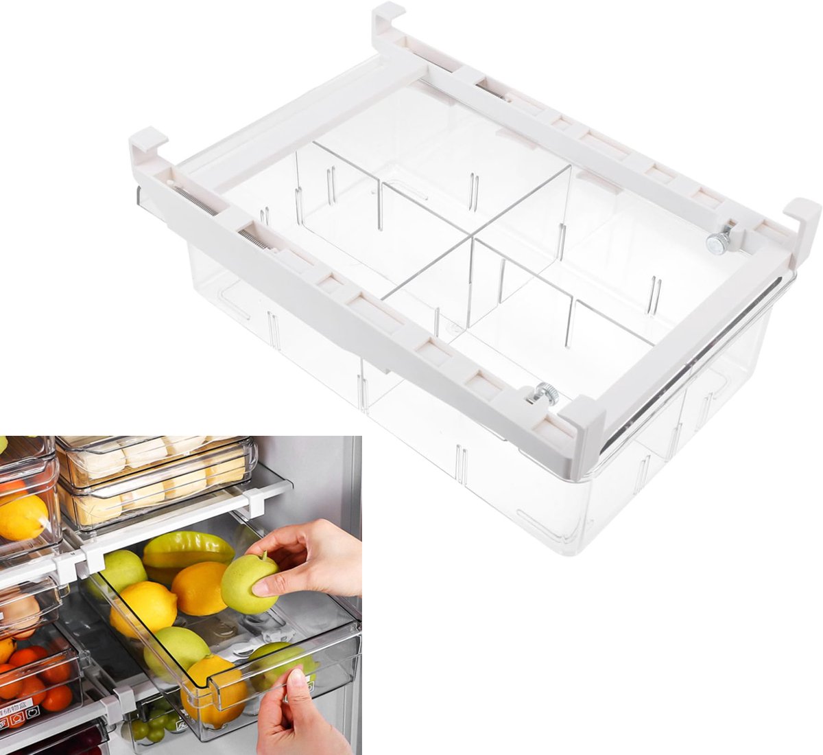 KZQ Onderplank opbergmand en uitschuifbare lade - Hangende organizer voor kast keuken en voorraadkast - Ruimtebespaarder voor compacte opbergruimte - Wit