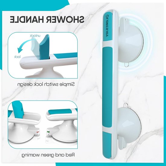 Veilige Handgreep voor Senioren, Suction Cup Beugel voor Badkamer, Douche en Toilet zonder Boren, Ideaal voor Extra Steun en Stabiliteit — afbeelding 5
