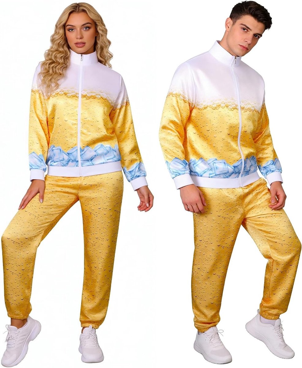 Unisex Beer Trainingspak voor Carnaval, Oktoberfest en Themafeesten - 80s Jogging Outfit met Comfortabele Pasvorm