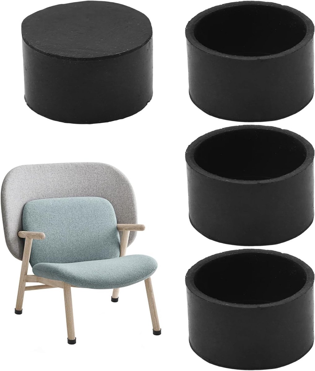 Set van 4 ronde stoelpoten caps Ø25mm - Rubber schokdempers en vloerbeschermers voor meubels, stoelen en tafels