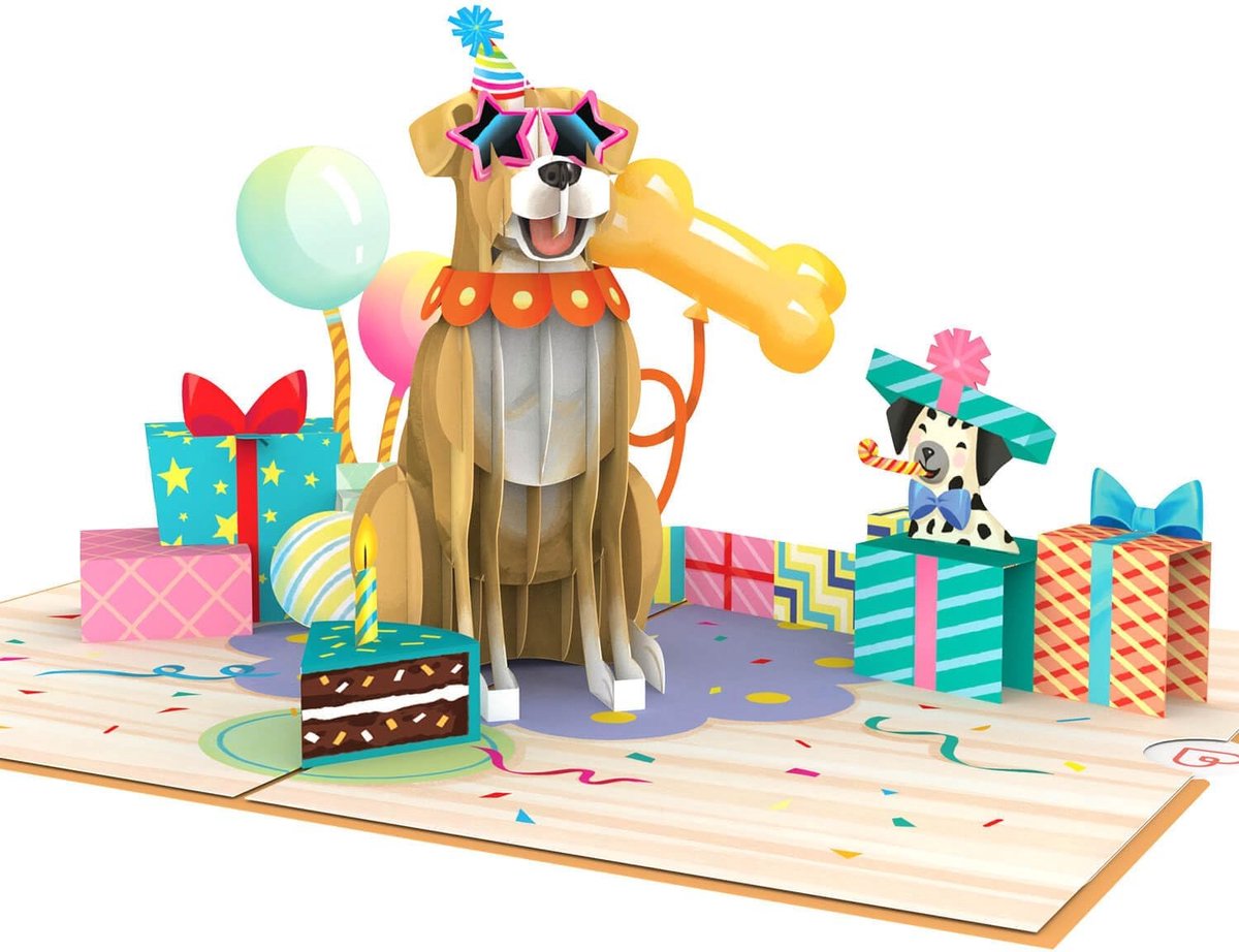 SnelShoppen - Pop-up Verjaardag Kaart Hond - Grappige 3D Verjaardagskaart met Hond voor Vrouwen, Kinderen en Jongens/Girls - Unieke Gefeliciteerd Kaar