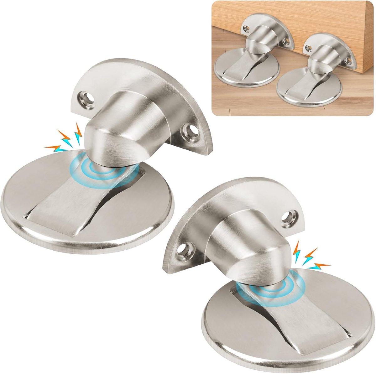 SnelShoppen - 2x Flintronic Magnetische Deurstoppers - Zelfklevend, Zware Kwaliteit, Onzichtbaar, Met Verborgen Schroeven, Binnen voor Thuis, Kantoor,