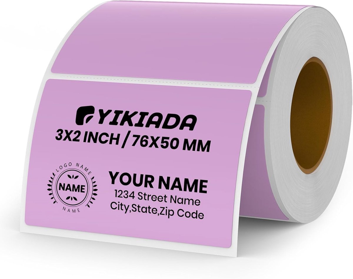 SnelShoppen - Violet Thermal Label Vinyl 50 × 76 mm Rol Rectangle Zelfklevende Adreslabels Waterproof Stickers voor Naam Barcode QR Code DIY 500 Stuks