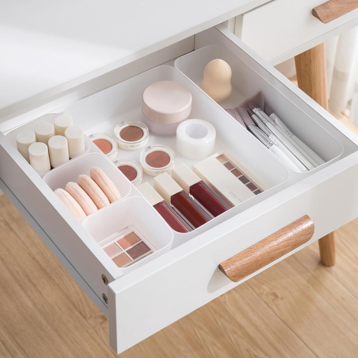 SnelShoppen - 5-delige Lades Organizer Set - Opbergdozen voor Dresser, Badkamer, Keuken - Frosted Plastic - Ideaal voor Kleding, Make-up, Keukengerei