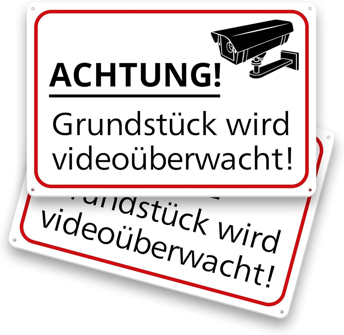 SnelShoppen - Set van 2 Waarschuwingsborden Video Surveillance 30 x 20 cm Weerbestendig Kunststof voor Buiten en Privéterrein