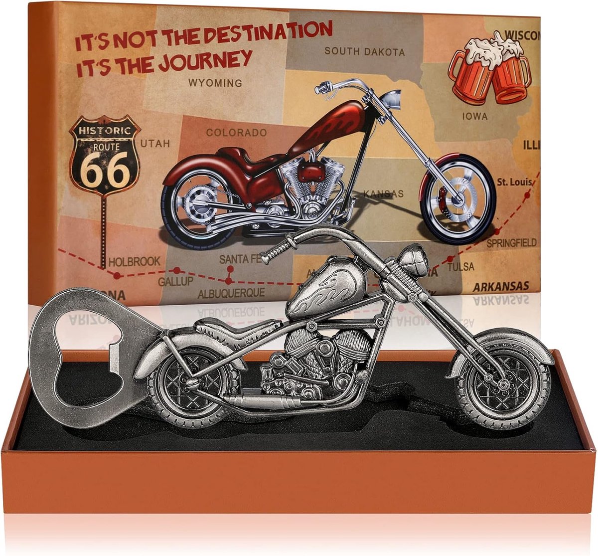 SnelShoppen - Motorfiets Flesopener voor Bier, Uniek Cadeau voor Mannen en Vrouwen, Perfecte Verjaardag, Kerst en Vaderdag Geschenken, Donker Zilver,