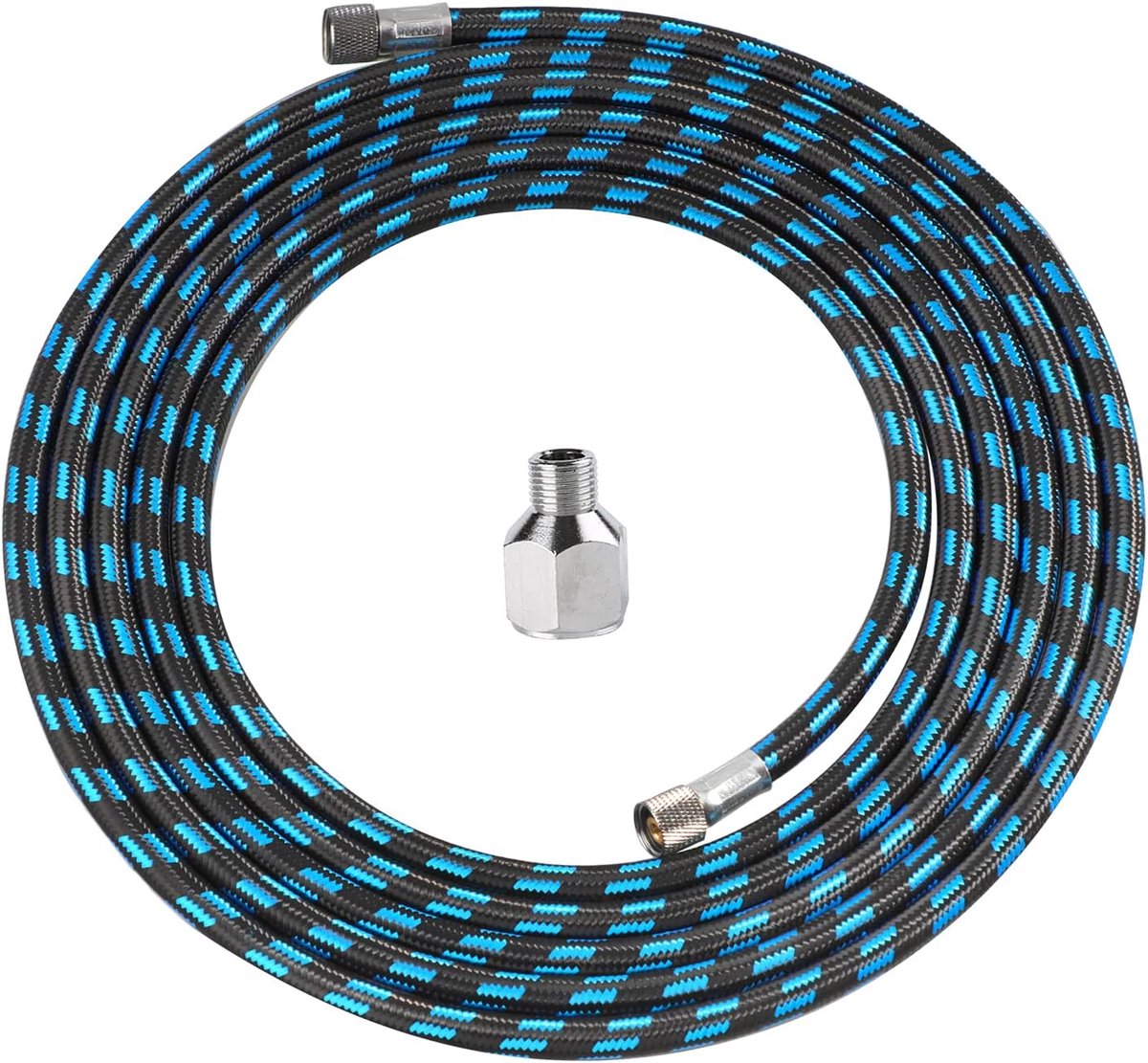 SnelShoppen - Airbrush Slang 3m Nylon Geweven met 1/8" Aansluiting en 1/8" naar 1/4" Adapter - Geschikt voor Spray Gun Kits - Blauw-Zwart