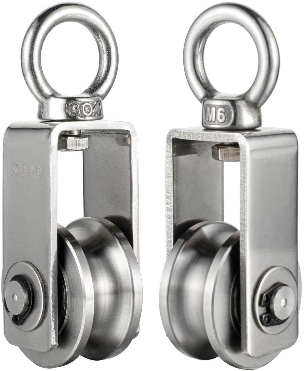 SnelShoppen - 2-delige Pulley Stalen Kabel met 2 Kogellagers, Fitness Pulley RVS 304 voor Stalen Kabels, Duurzaam en Efficiënt