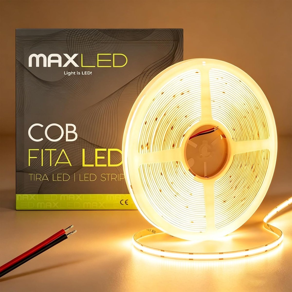 SnelShoppen - COB LED Strip 24V 10M Warm Wit 2700K 320LED/M Flexibele Zelfklevende LED Strip Licht voor TV Achtergrondverlichting Keuken Slaapkamer In