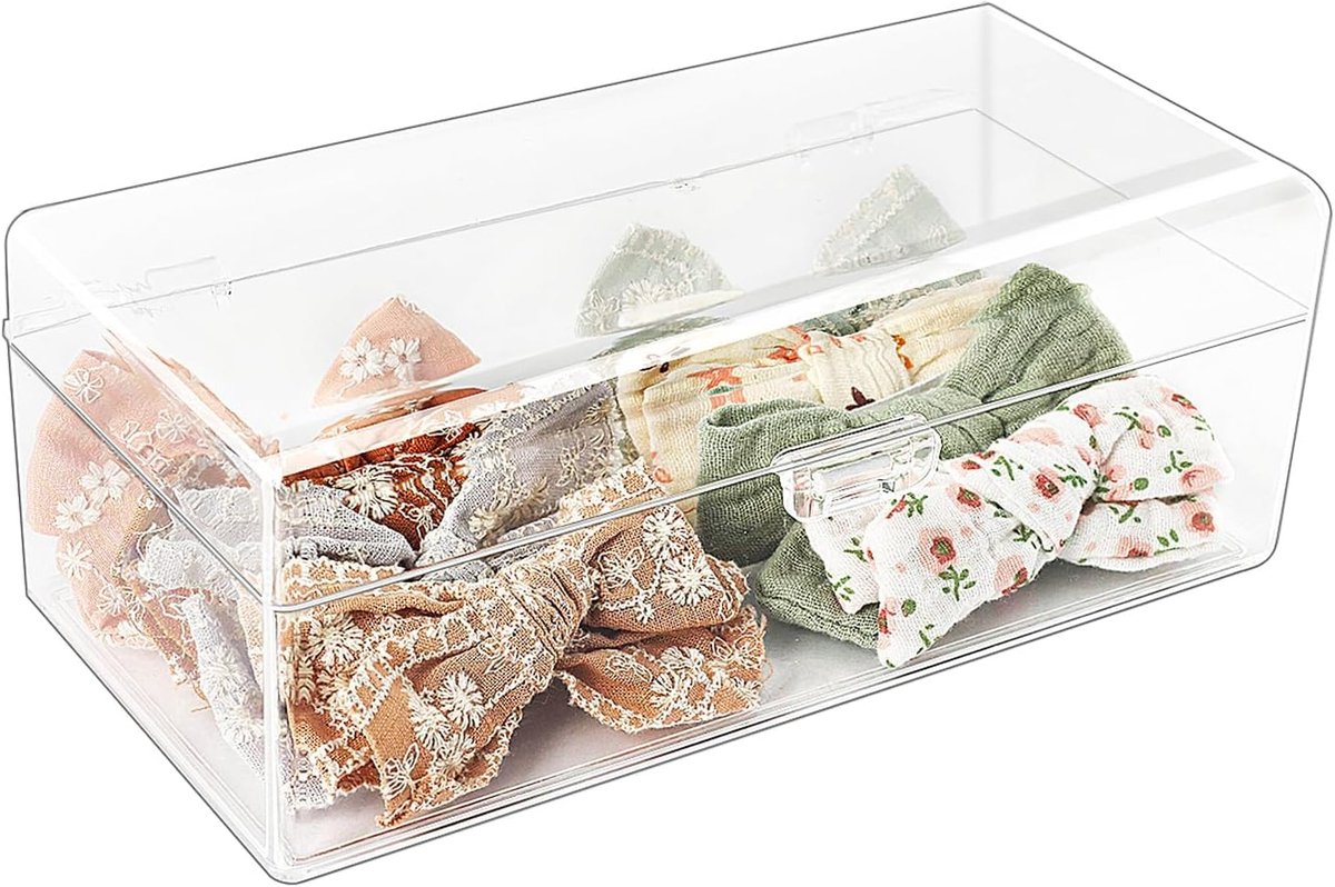 SnelShoppen - Haaraccessoire Opbergdoos - Duidelijke Acryl Box met Compartimenten voor Haarclips, Scrunchies en Strikken - Ideaal voor Badkamer, Slaap