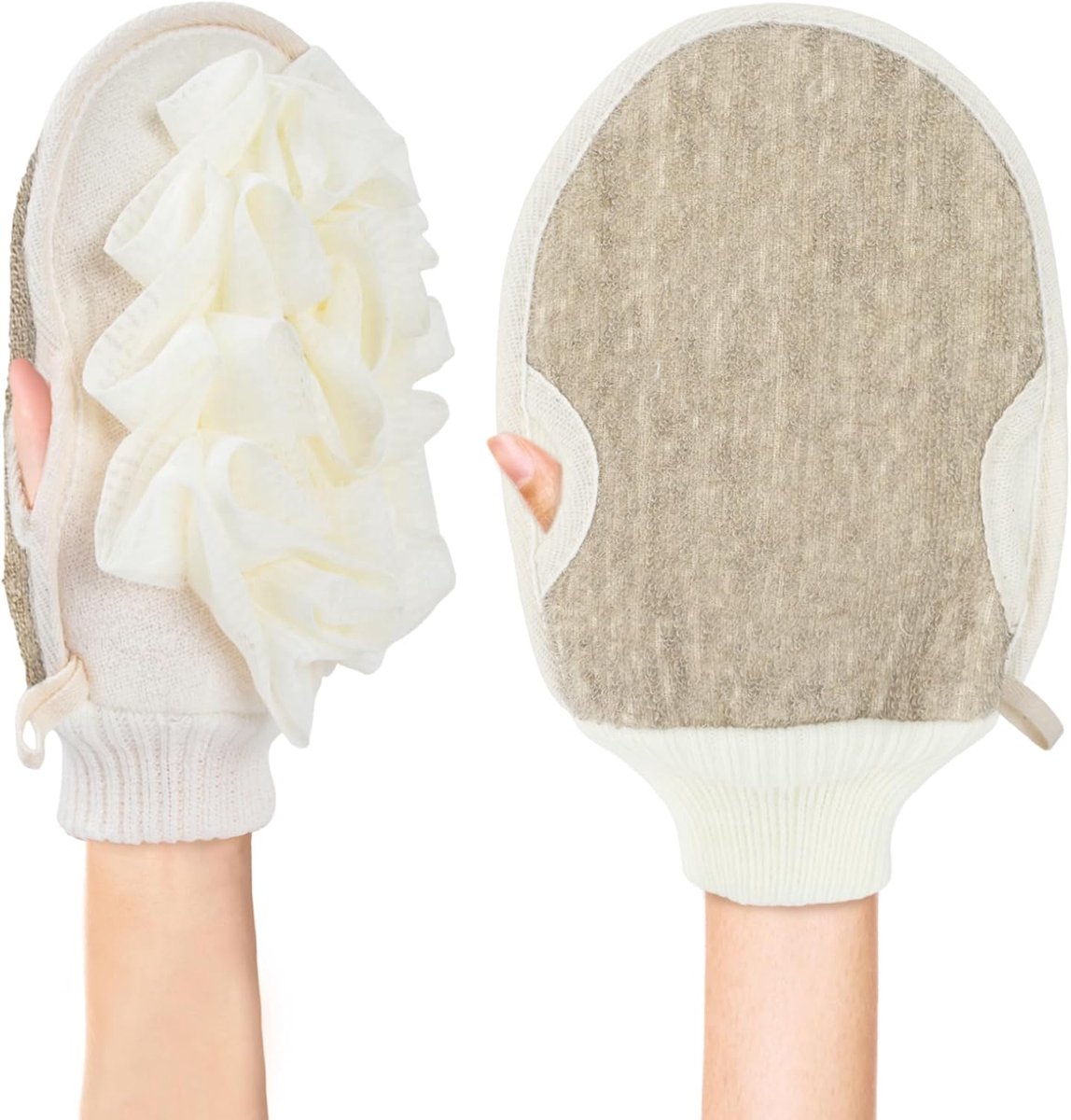 SnelShoppen - Peeling Gloves Badkamer 2-in-1 Lichaams Scrub Loofah Spons Exfoliërende Handschoen voor Huidreiniging, Wasbaar, Dubbelzijdig, Voor Gladd