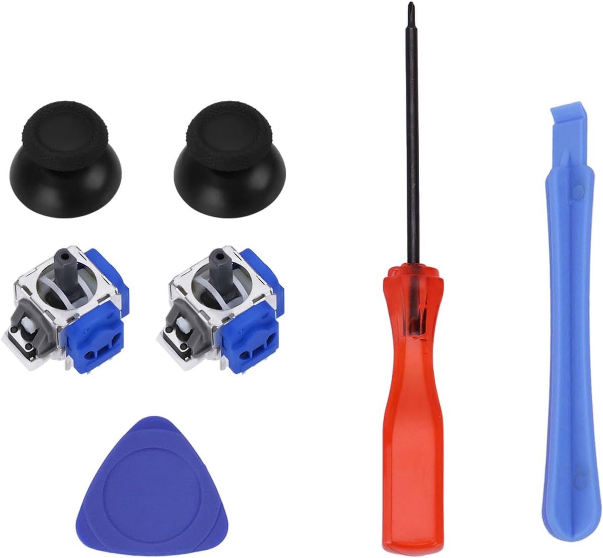 SnelShoppen - Hall Effect Analog Thumbstick Repair Kit voor PS5 DualSense Controller - Compleet met Joysticks, Thumb Stick Caps, Schroevendraaier, Pry