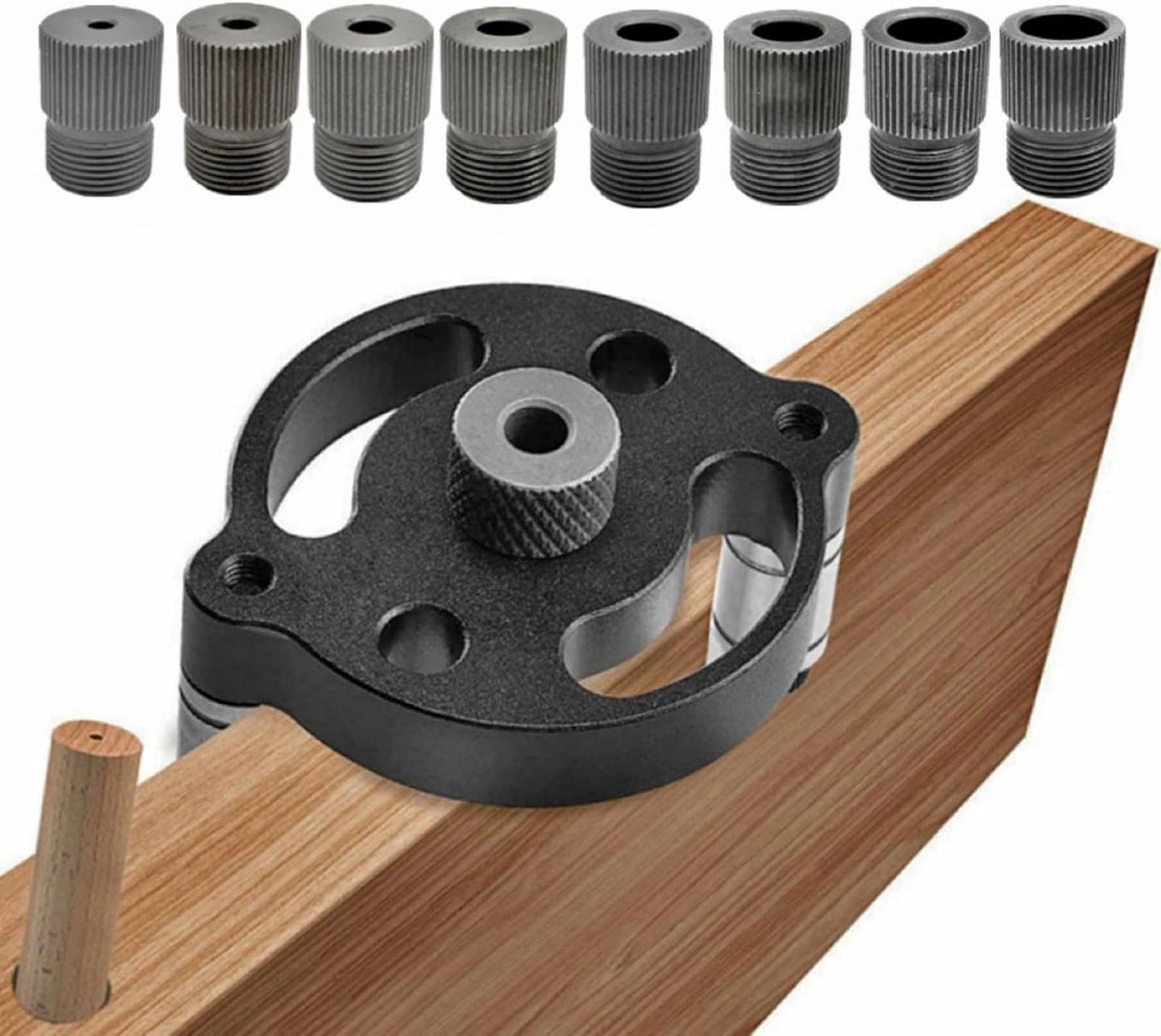 SnelShoppen - Drill Positioning voor Rechte Gaten, Boorgids met 8 Maten 3/4/5/6/7/8/9/10 mm, Aluminium Legering voor Houtbewerking, Perfect voor Massi