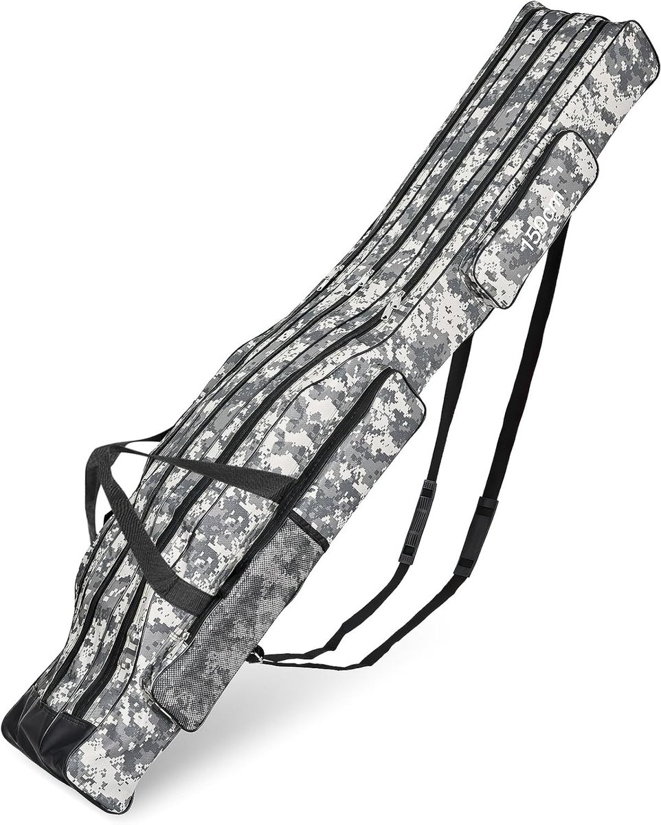 SnelShoppen - Fishing Bag 150 cm - Waterproof Vissentas met 3 Compartimenten, Camouflage, voor Hengels, Net en Accessoires, Ideaal voor Visuitjes