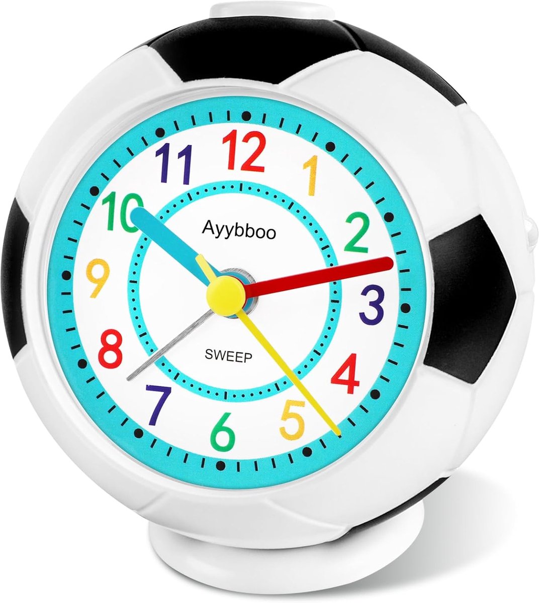 Thijox - Kinderwekker Voetbal voor Jongens en Meisjes, Analoge Wekker Zonder Tikken, Sluimerfunctie, Nachtlampje, Ideaal voor Schoolbeginners - Blauw