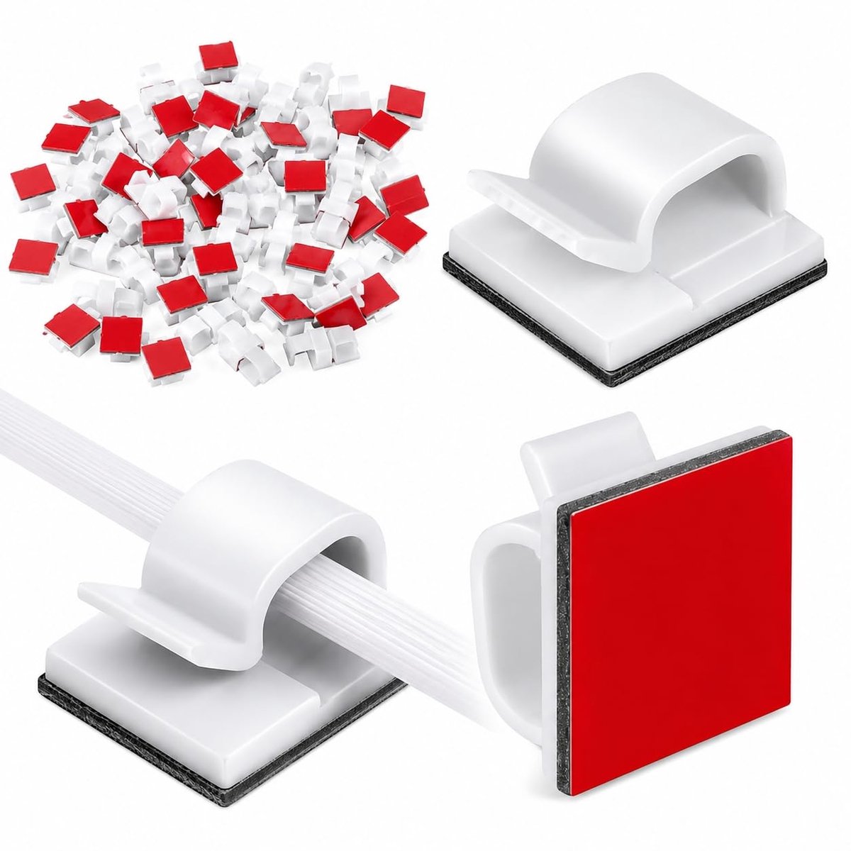Thijox - Wit Zelfklevende Kabelclips - Mini Kabelklemmen - Kabelhouder voor Bureau - 100 Stuks - Duurzaam PA66 - Kabelorganizer voor Thuis en Kantoor