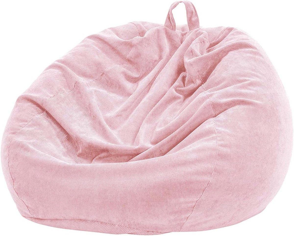 Thijox - Zitzakstoelhoes voor Kinderen en Volwassenen - Extra Grote 300L Zitzak gevuld met Dierenopslag - Wasbaar Roze Corduroy Pluche Zitzakhoes voor