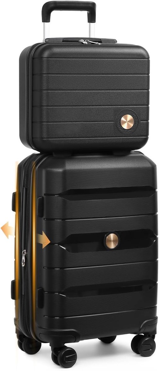 Thijox - Kofferset 4 stuks Handbagage Trolley Koffer met Beautycase Harde Schaal Polypropyleen TSA Slot 4 Dubbele Wielen S-M-L-XL (Handbagage 55cm Uit